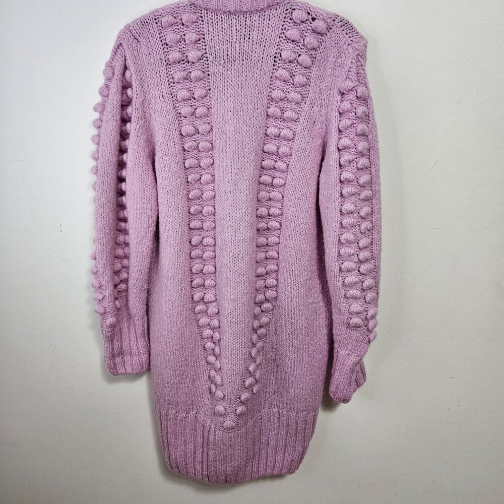 SOLD Hayley Menzies Gloria Alpaca Bubble-Knit Long Cardigan Sz M Lilac - Picture 9 of 11